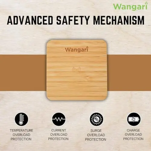 Pine 10 W Bamboo Wireless Charger with USB Hub - Image 5
