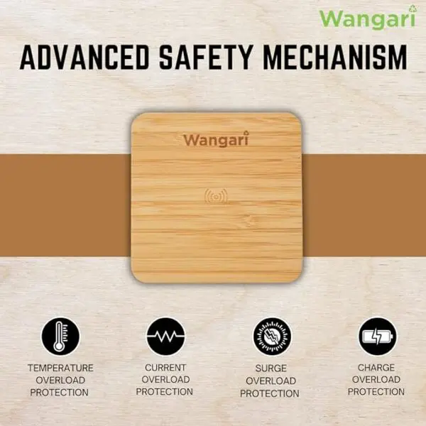 Pine 10 W Bamboo Wireless Charger with USB Hub - Image 5
