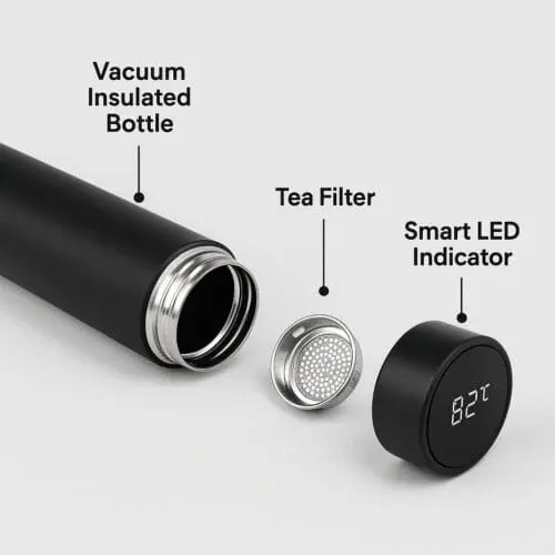 Smart Temperature Insulated Bottle - Black - Image 3