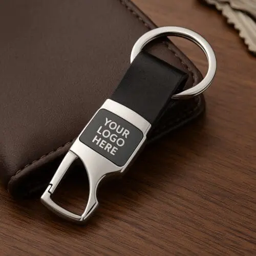 Premium Leather Metal Keychain - Image 2
