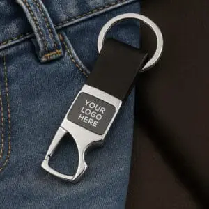 Premium Leather Metal Keychain - Black