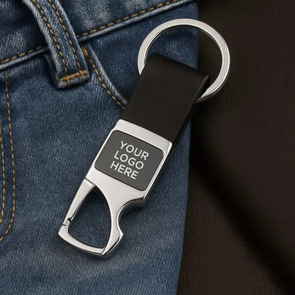 Premium Leather Metal Keychain - Image 1