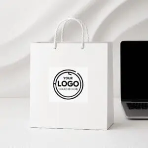 White Curves Paper Bag