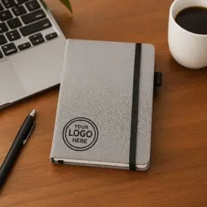 Grey hardcover notebook