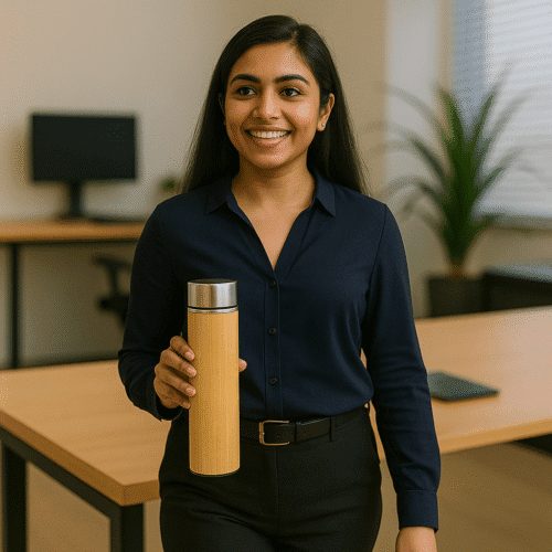 Bamboo Stainless Steel Water Bottle - Image 2