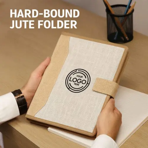 Eco-Friendly Hard-Bound Jute Folder – Customizable with Logo