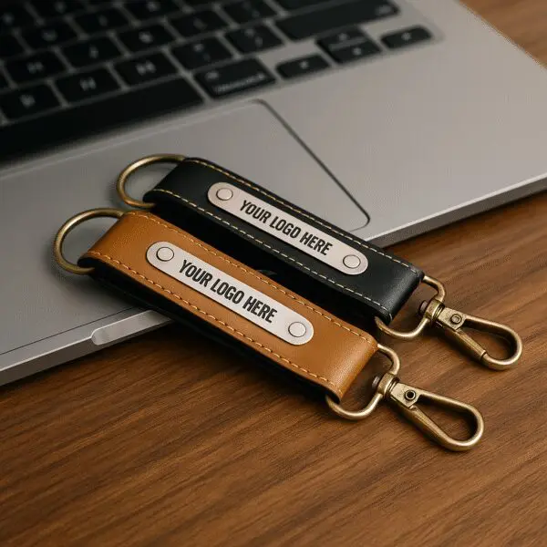 Premium Leather Keychain – Customizable with Logo - Image 1