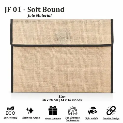 Eco-Friendly Soft-Bound Jute Folder – Customizable with Logo - Image 2