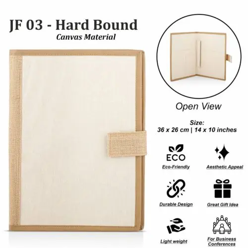 Elegant Hard-Bound Jute Folder – Customizable with Logo - Image 3