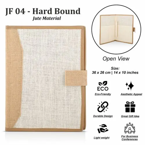 Eco-Friendly Hard-Bound Jute Folder – Customizable with Logo - Image 2