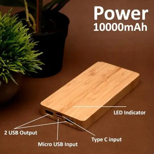 Bamboo Wooden Power Bank - 10000mAh - Image 3