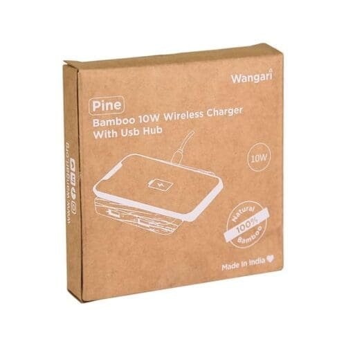 Pine 10 W Bamboo Wireless Charger with USB Hub - Image 6