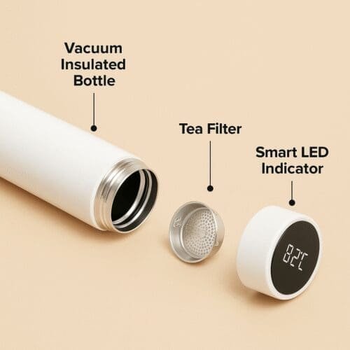 Smart Temperature Insulated Bottle - White - Image 2