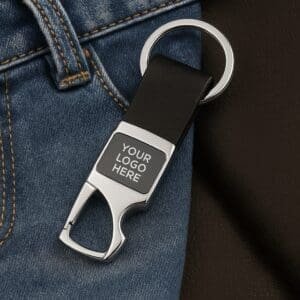 Premium Leather Metal Keychain - Black