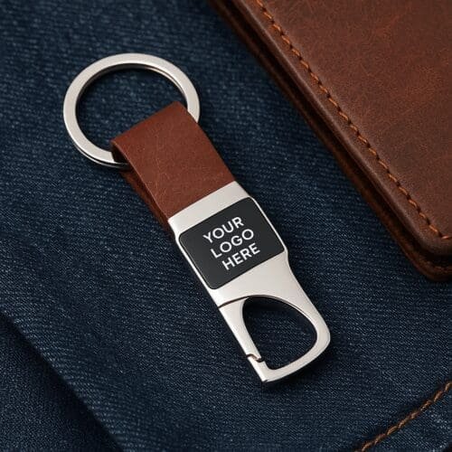 Premium Leather Metal Keychain - Image 3