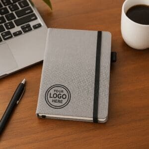 Grey hardcover notebook