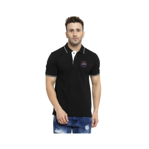 Cotton Polo t-shirt black