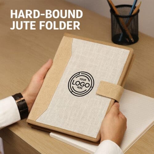 Eco-Friendly Hard-Bound Jute Folder – Customizable with Logo