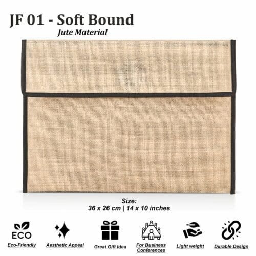 Eco-Friendly Soft-Bound Jute Folder – Customizable with Logo - Image 2