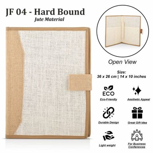 Eco-Friendly Hard-Bound Jute Folder – Customizable with Logo - Image 2